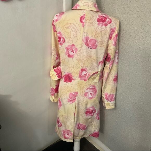 Esprit Rain Coat Trench in Watercolor Yellow/ Pink Floral Print S Dopamine - Picture 3 of 7